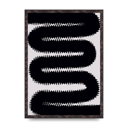Abstract Ripple Black Line Wall Art - A2 framed