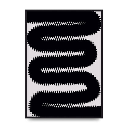 Abstract Ripple Black Line Wall Art - A2 framed