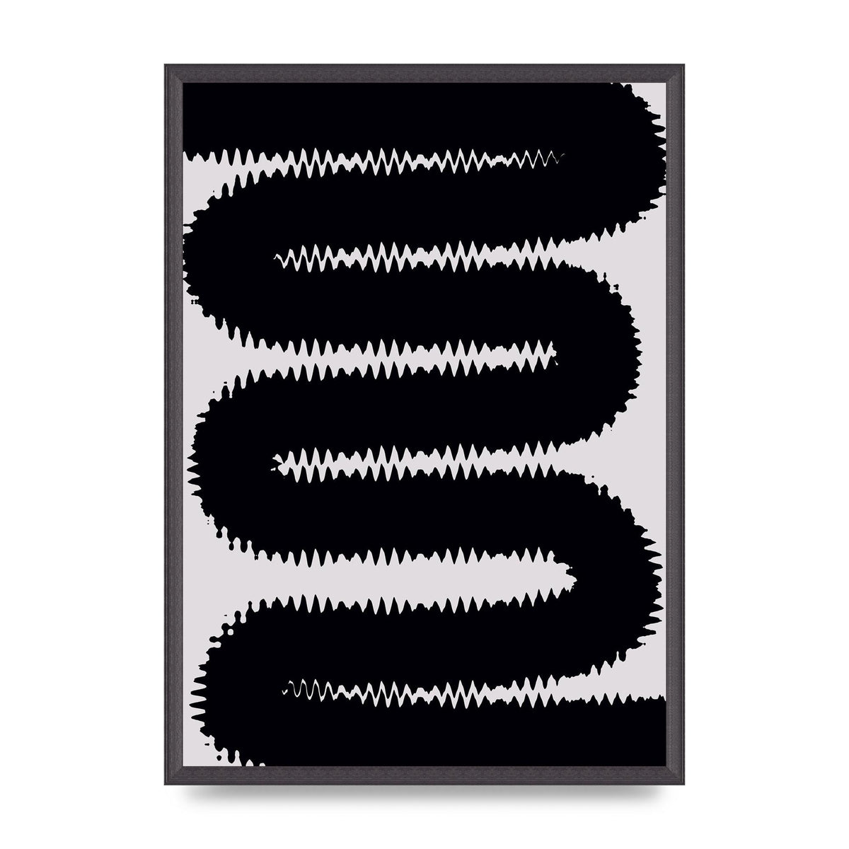 Abstract Ripple Black Line Wall Art - A2 framed