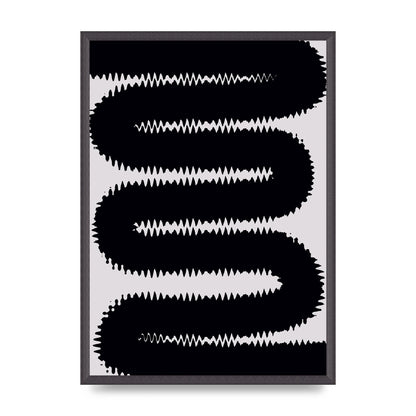 Abstract Ripple Black Line Wall Art - A2 framed