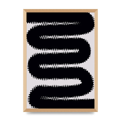 Abstract Ripple Black Line Wall Art - A2 framed