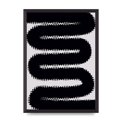 Abstract Ripple Black Line Wall Art - A2 framed