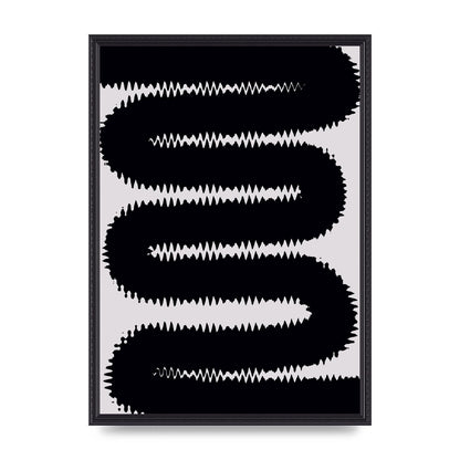 Abstract Ripple Black Line Wall Art - A2 framed