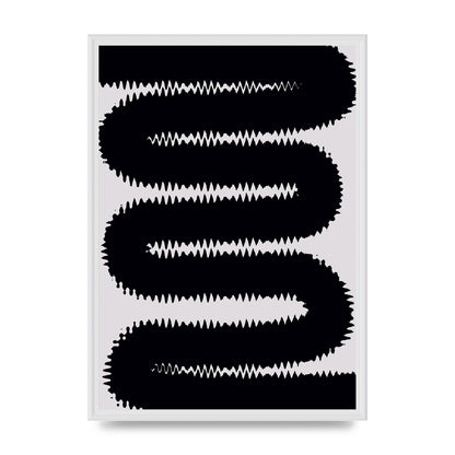 Abstract Ripple Black Line Wall Art - A2 framed