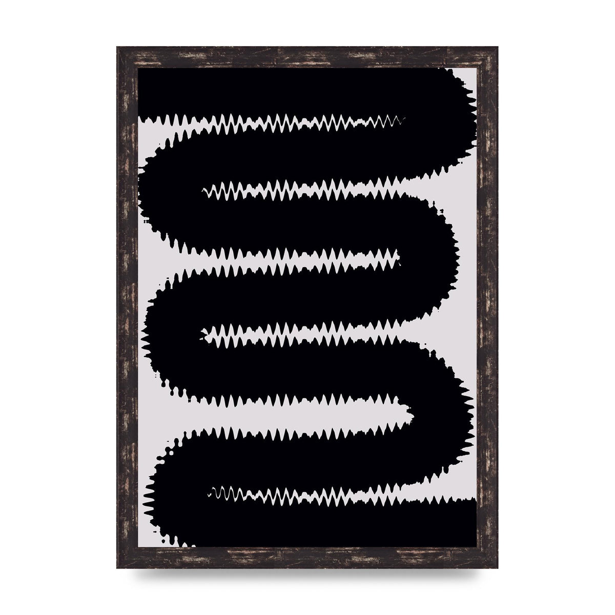 Abstract Ripple Black Line Wall Art - A3 framed