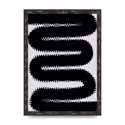 Abstract Ripple Black Line Wall Art - A3 framed