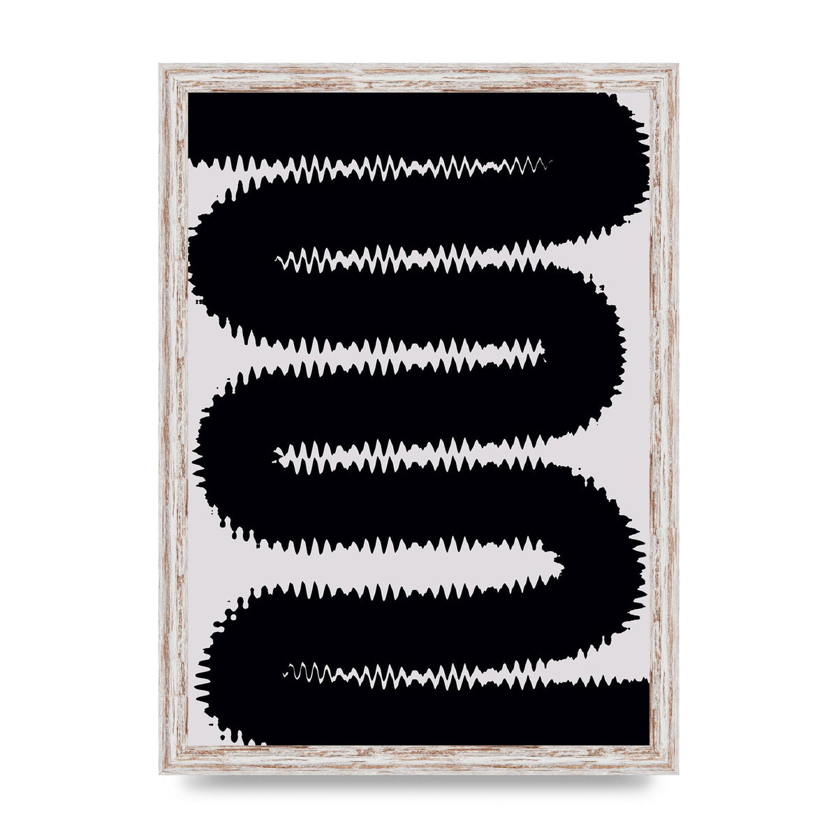 Abstract Ripple Black Line Wall Art - A3 framed