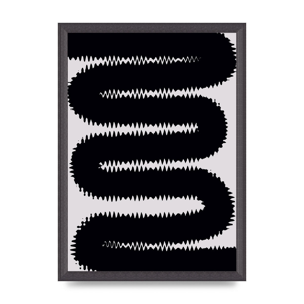 Abstract Ripple Black Line Wall Art - A3 framed
