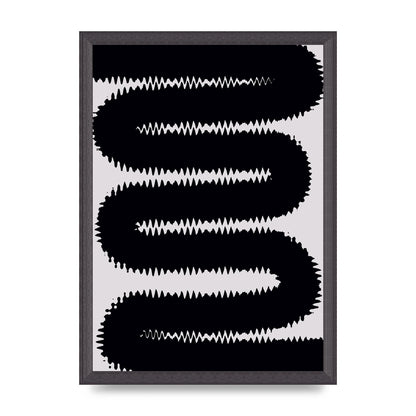 Abstract Ripple Black Line Wall Art - A3 framed