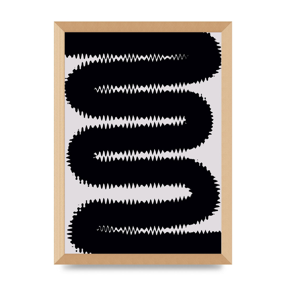 Abstract Ripple Black Line Wall Art - A3 framed