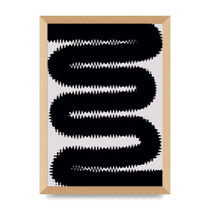 Abstract Ripple Black Line Wall Art - A3 framed