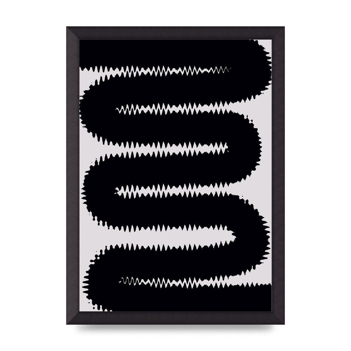 Abstract Ripple Black Line Wall Art - A3 framed