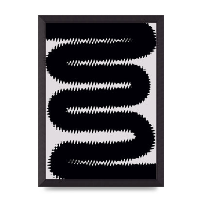 Abstract Ripple Black Line Wall Art - A3 framed