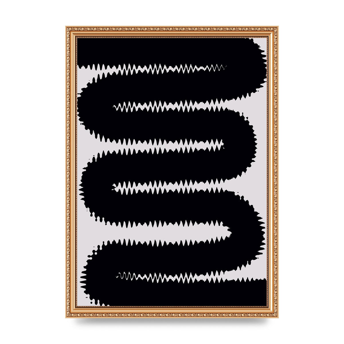 Abstract Ripple Black Line Wall Art - A3 framed