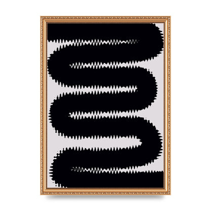 Abstract Ripple Black Line Wall Art - A3 framed