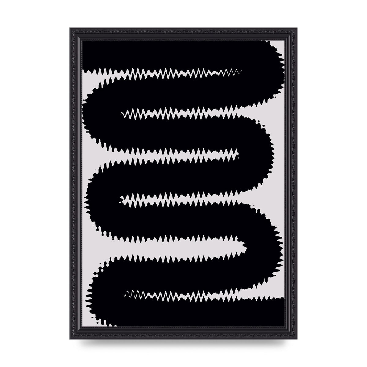 Abstract Ripple Black Line Wall Art - A3 framed