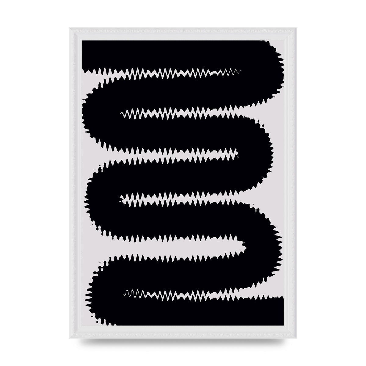 Abstract Ripple Black Line Wall Art - A3 framed