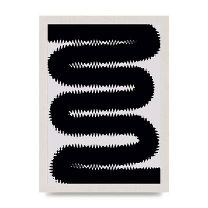 Abstract Ripple Black Line Wall Art - A4 framed