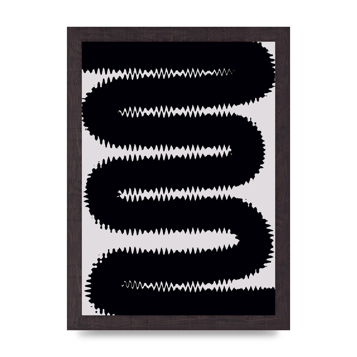 Abstract Ripple Black Line Wall Art - A4 framed