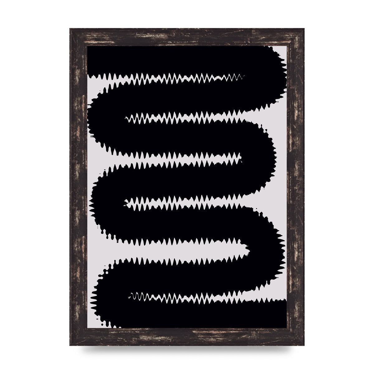 Abstract Ripple Black Line Wall Art - A4 framed