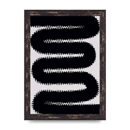 Abstract Ripple Black Line Wall Art - A4 framed