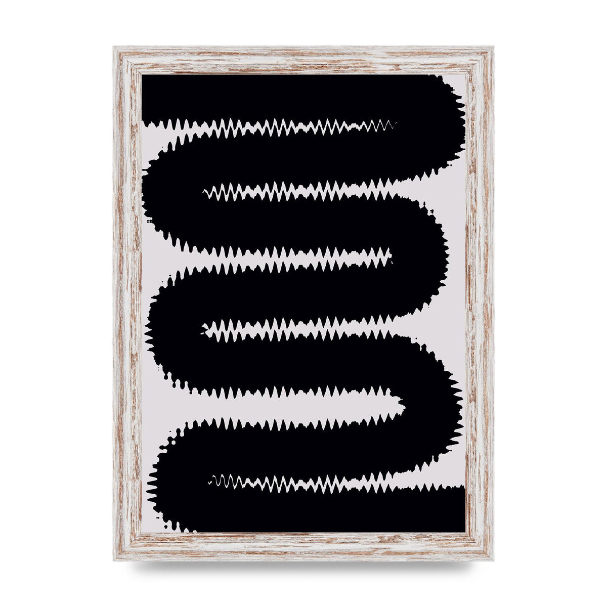 Abstract Ripple Black Line Wall Art - A4 framed