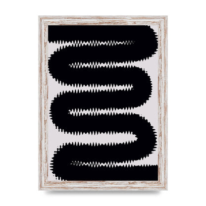 Abstract Ripple Black Line Wall Art - A4 framed