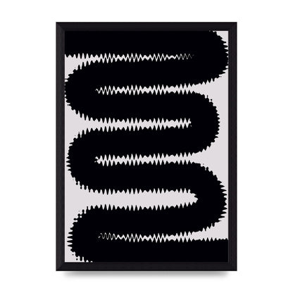 Abstract Ripple Black Line Wall Art - A4 framed