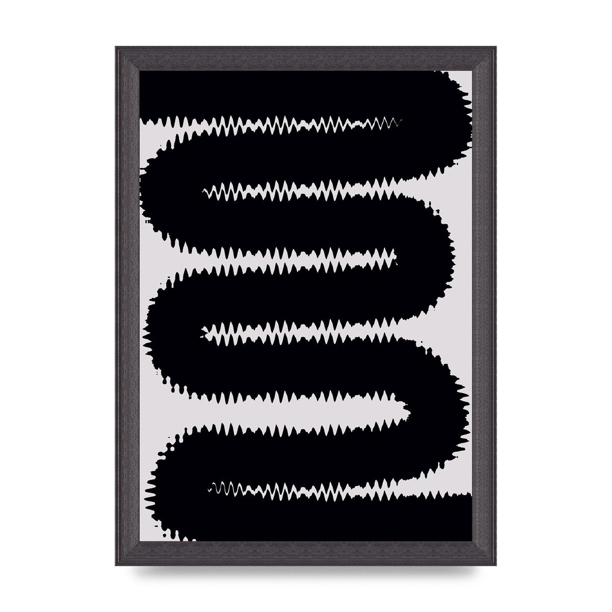 Abstract Ripple Black Line Wall Art - A4 framed