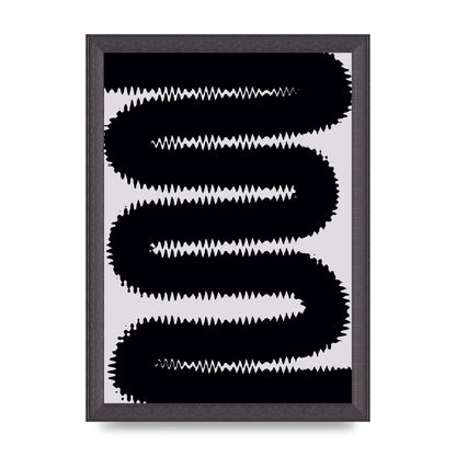 Abstract Ripple Black Line Wall Art - A4 framed