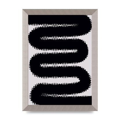 Abstract Ripple Black Line Wall Art - A4 framed