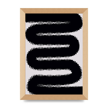Abstract Ripple Black Line Wall Art - A4 framed
