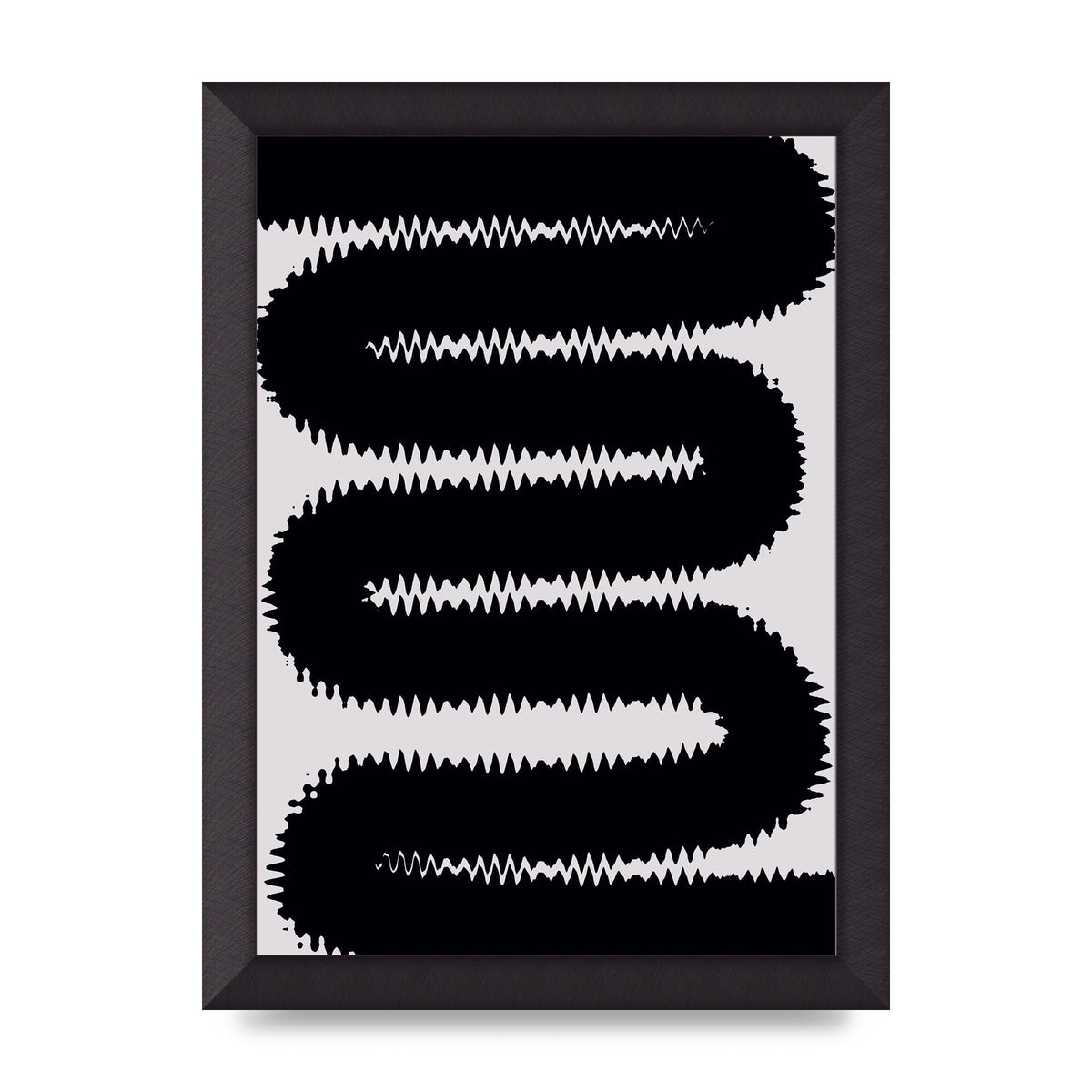 Abstract Ripple Black Line Wall Art - A4 framed
