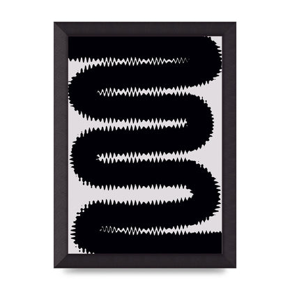 Abstract Ripple Black Line Wall Art - A4 framed