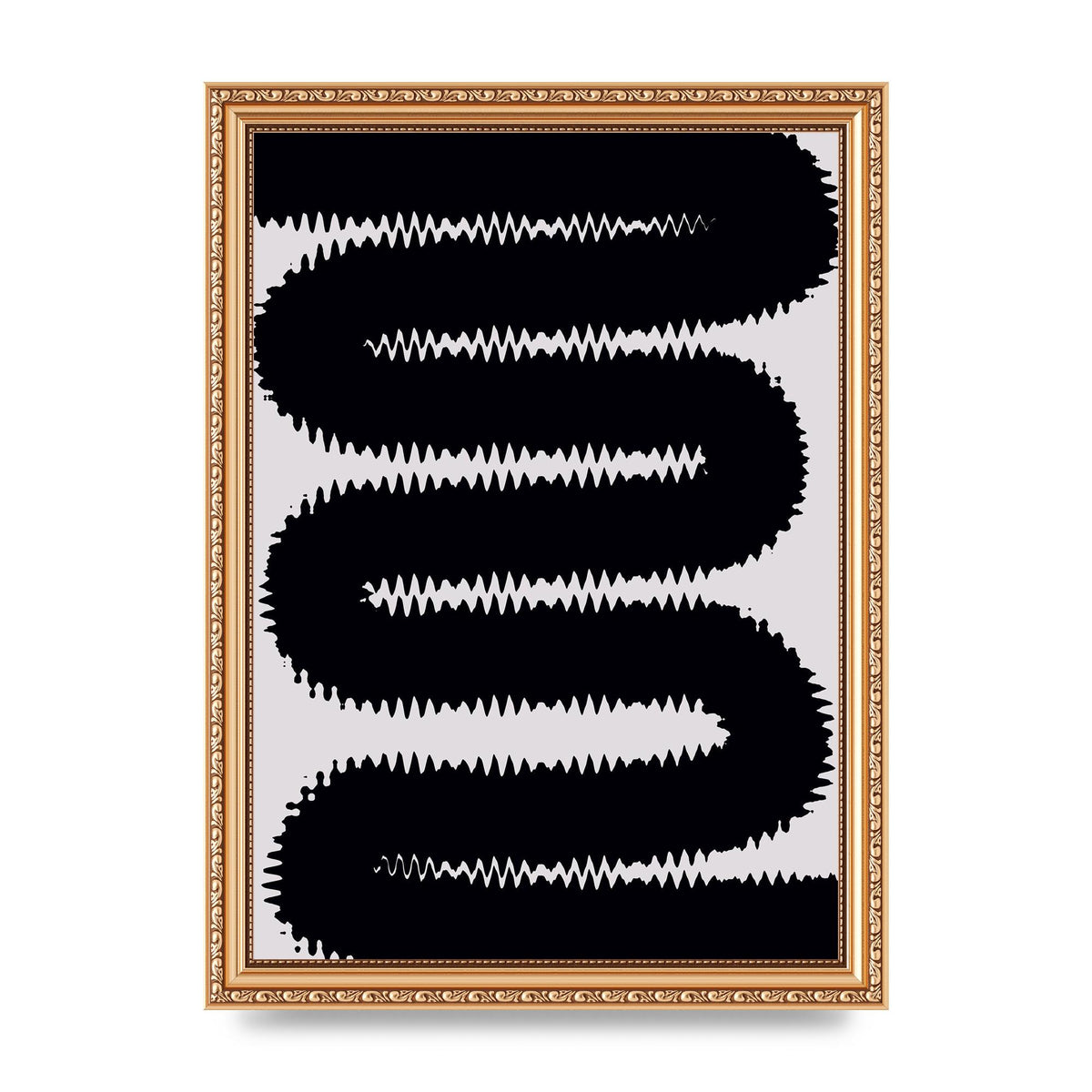 Abstract Ripple Black Line Wall Art - A4 framed