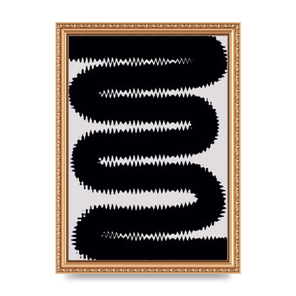 Abstract Ripple Black Line Wall Art - A4 framed