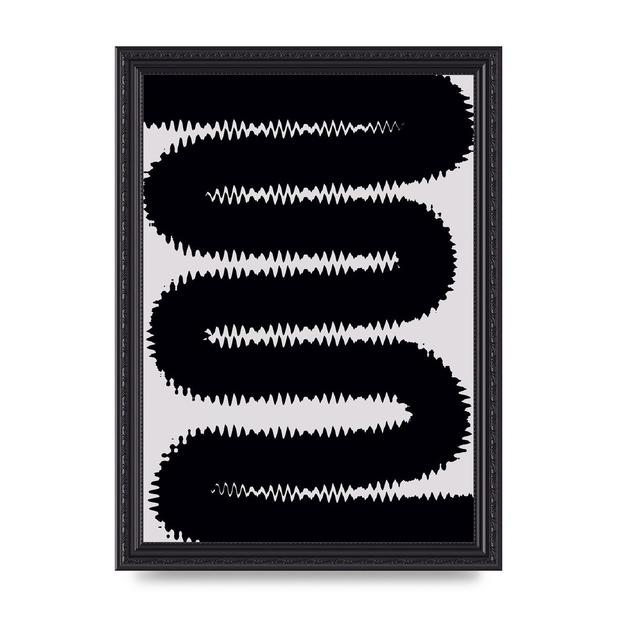Abstract Ripple Black Line Wall Art - A4 framed