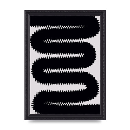 Abstract Ripple Black Line Wall Art - A4 framed