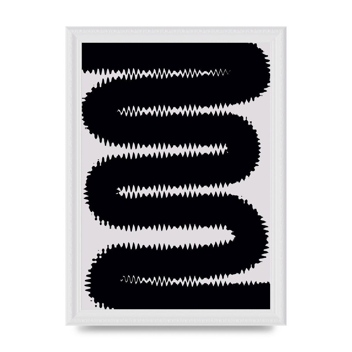 Abstract Ripple Black Line Wall Art - A4 framed