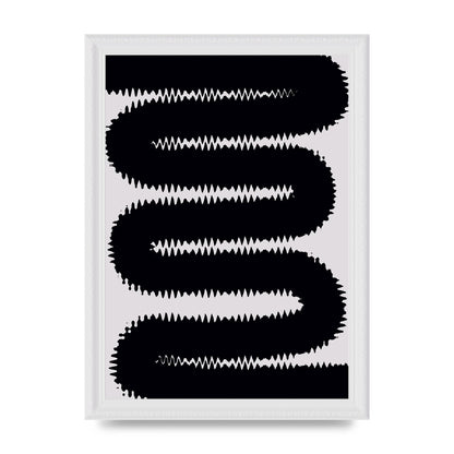 Abstract Ripple Black Line Wall Art - A4 framed