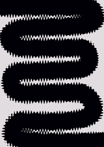Abstract Ripple Black Line Wall Art - detail
