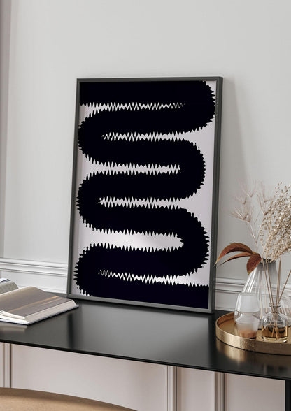 Abstract Ripple Black Line Wall Art - living room 4