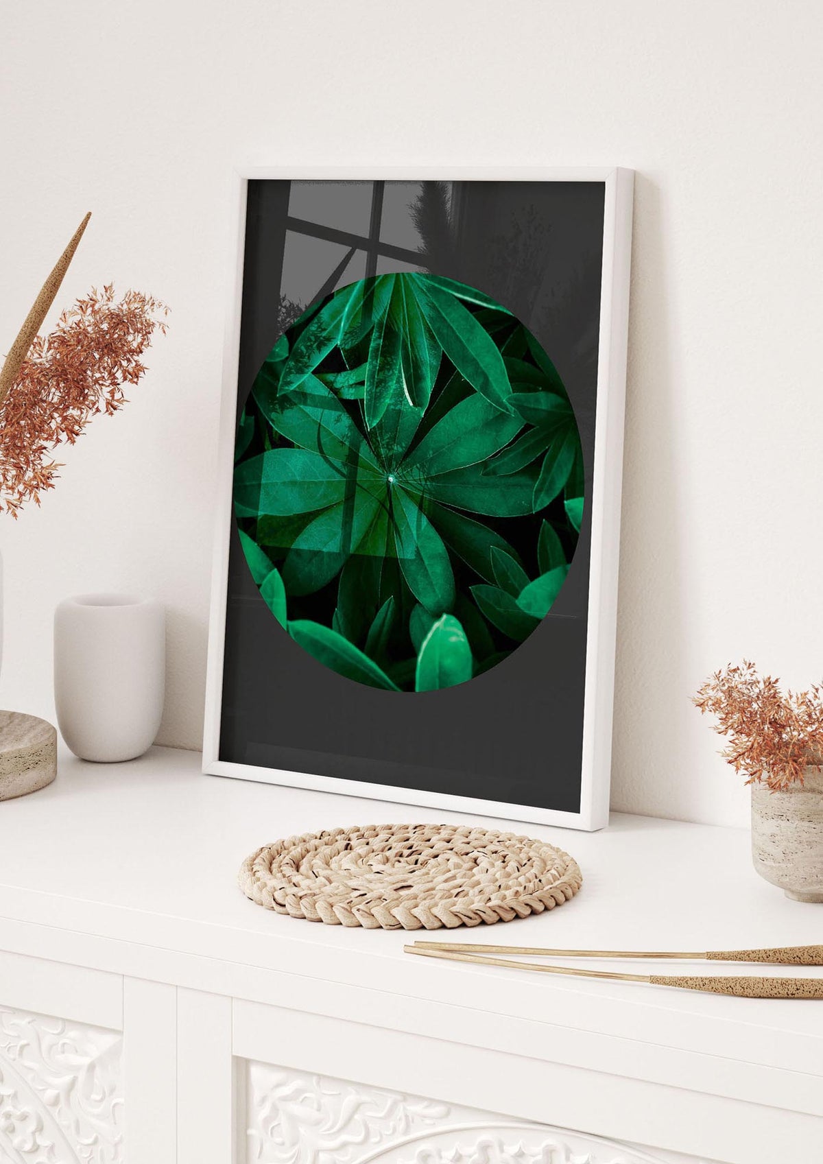 Black Back Green Plant Disc Series Five Printed Poster - hall 1