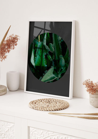 Black Back Green Plant Disc Series Six Wall Art - hall 1