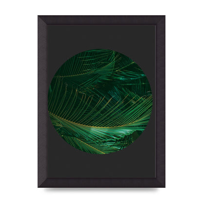 Black Back Green Plant Disc Series Seven Art For The Home - A4 framed