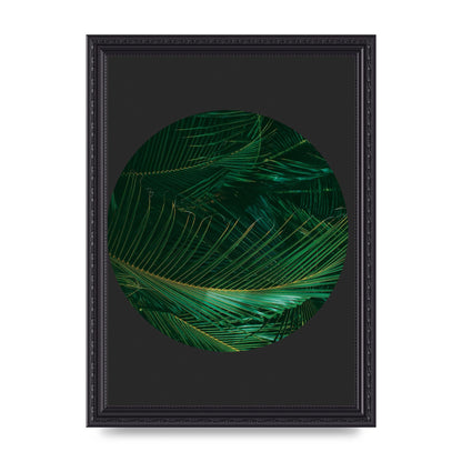 Black Back Green Plant Disc Series Seven Art For The Home - A4 framed