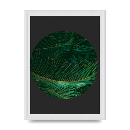 Black Back Green Plant Disc Series Seven Art For The Home - A4 framed