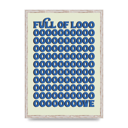 Full Of Looooove Blue" Wall Art - A2 framed