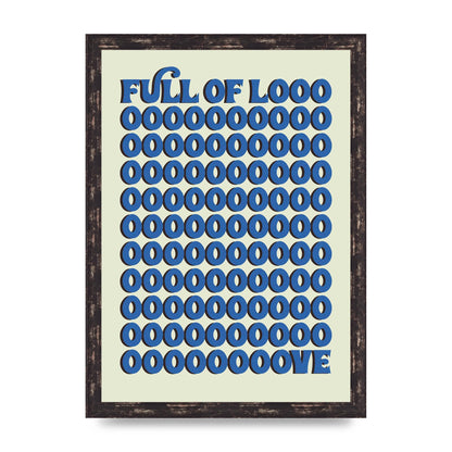 Full Of Looooove Blue" Wall Art - A3 framed