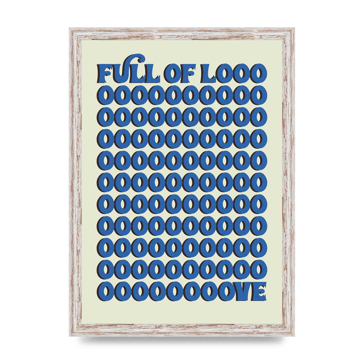 Full Of Looooove Blue" Wall Art - A3 framed